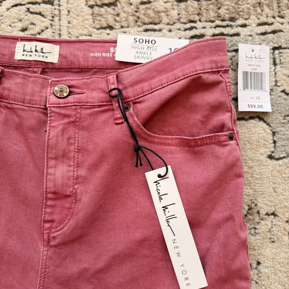 Nicole Miller SoHo High Rise Rose Pink Skinny Jeans - Picture 2 of 10